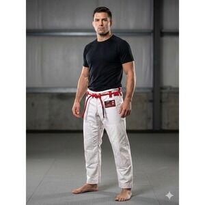White Brazilian Jiu-Jitsu (BJJ) Gi Pants Featuring A High-contrast Design